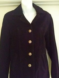 Black Suede Leather Burton Front Jacket Blazer MD
